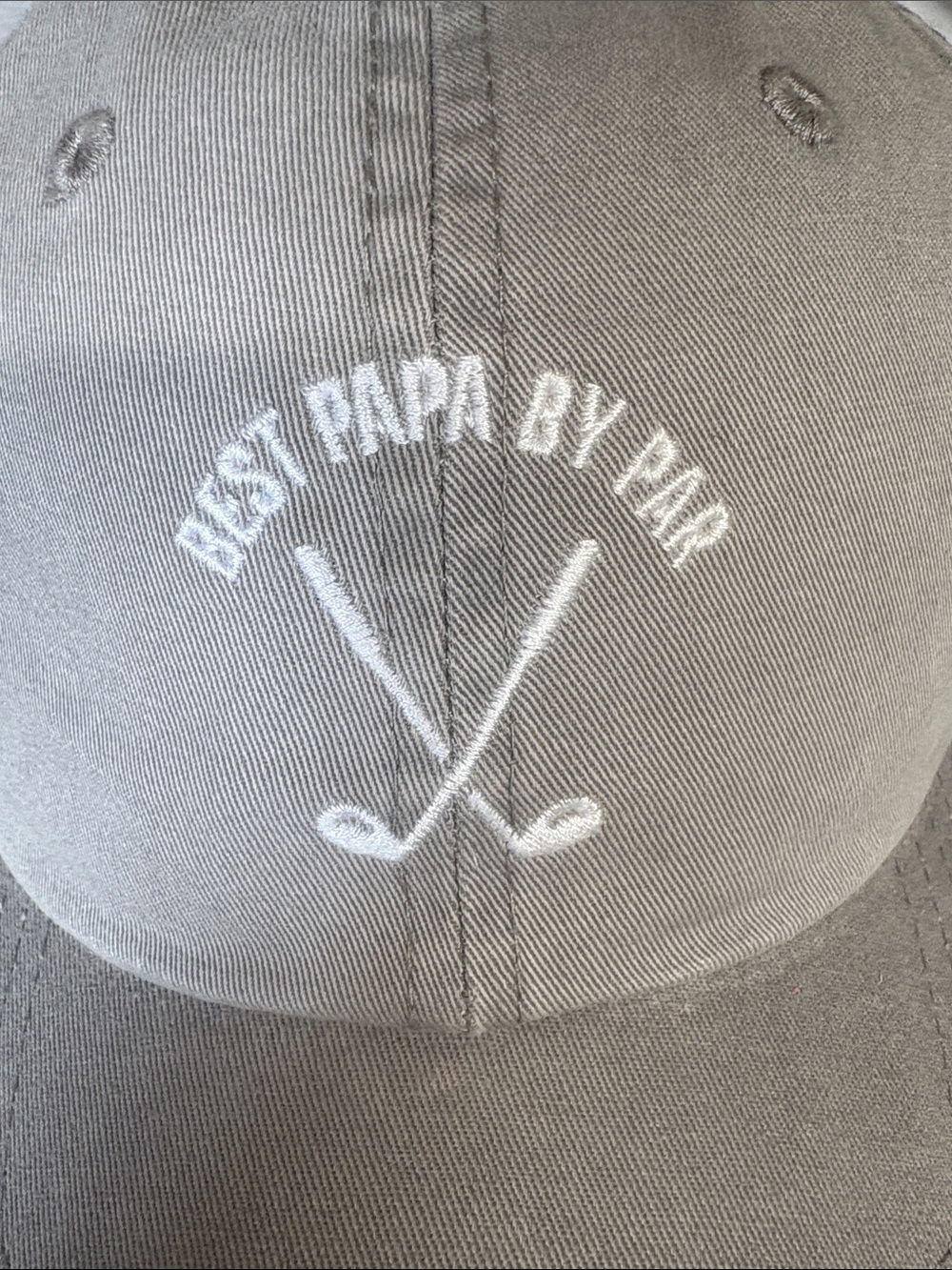 Wembley Light Gray Embroidered Golf Cap with White Logo “Best Papa By Par”